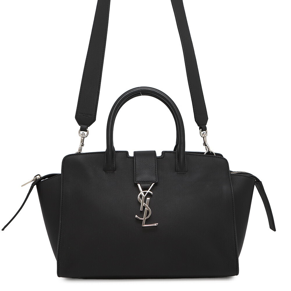 Saint Laurent Paris Baby Downtown Cabas Leather Handbag Shoulder Bag Black